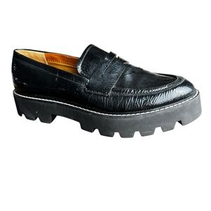 Franco Sarto Womens Balin Lug Sole Chunky Loafer Black 8.5